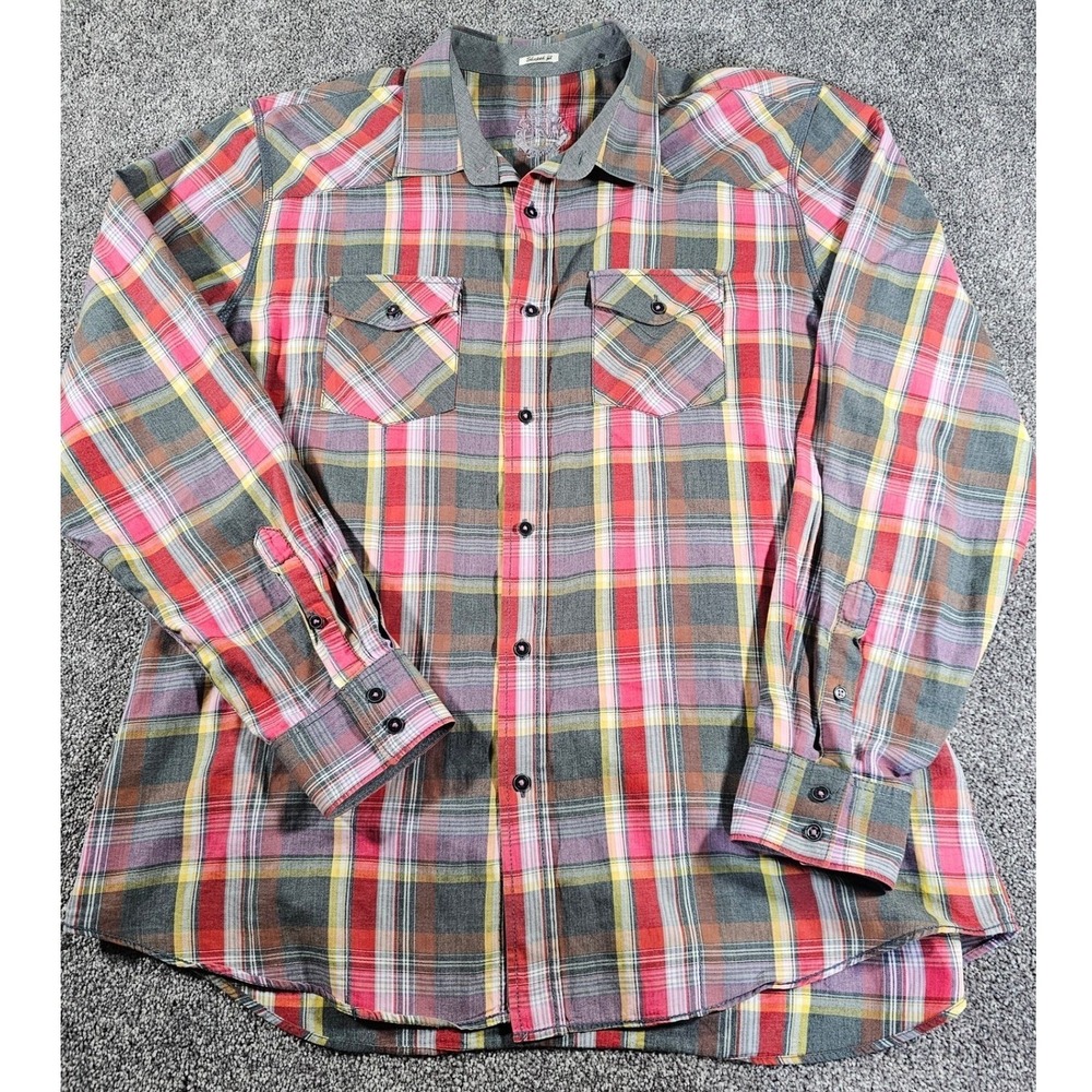 Bugatchi Uomo Shaped Fit Men's XL Plaid L/S ButtonUp Shirt Embroidered Crest - Picture 3 of 8